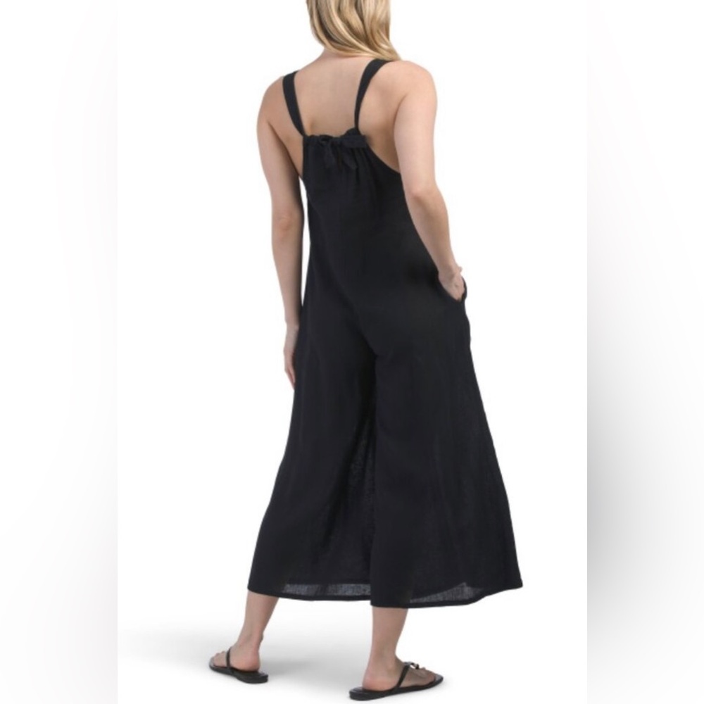HAUTE HIPPIE STYLE Black Linen Blend Cover-up Jumpsuit, Black, Large - Picture 2 of 2